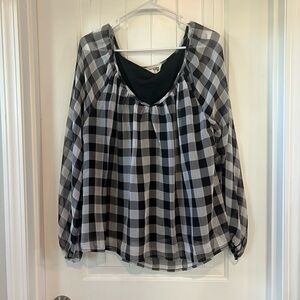 Savanna Jane Black and White Checkered Blouse